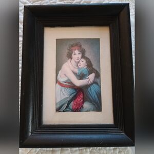 Framed Vtg 50s VIVICOLOR CARD From UofU MOFA- Self Portrait W/Julia By Le Brun